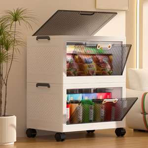 <span class=keywords><strong>Armario</strong></span> de Almacenamiento Plegable de Plástico de <span class=keywords><strong>60</strong></span> cm de <span class=keywords><strong>Ancho</strong></span>, con Apertura Superior y Lateral, Diseño Moderno para Muebles de Hogar en Dormitorios, Salas de Estar y Armarios - Product Image 3