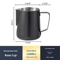 Cangkir Latte Mulut Lancip Tebal Bahan Stainless Steel 304 350ml Desain Minimalis Pembuat Busa Susu Profesional untuk Mesin Kopi