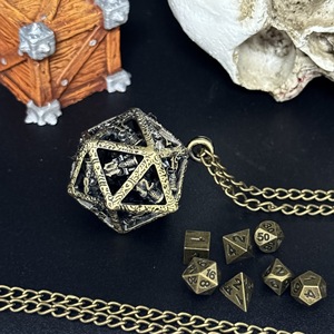 Sáng Tạo D20 Kim Loại Hollow Box + 7Pcs Kim Loại Dnd Dice Set Xách Tay Hội Đồng Quản Trị Trò Chơi Dice Mini Kit Mặt Dây Chuyền Vòng Cổ Quà Tặng - Product Image 4
