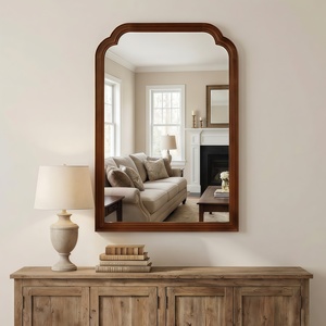 Black Walnut Color 20x30 Solid Wood Frame Rounded <b>Corner</b> Decorative Mirror For <b>Bedroom</b> Bathroom Living Room Entryway - Product Image 2