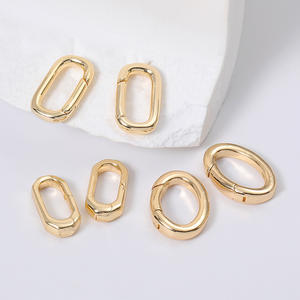 트렌디한 18K 금도금 황동 타원형 푸시 클라스프 카라비너 스프링 클라스프 DIY 수제 보석 제작 액세서리 - Product Image 3