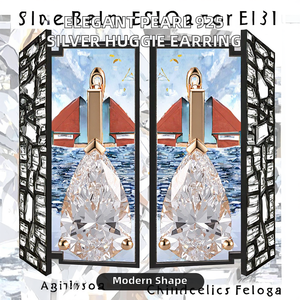 SHRAMAN DIAMOND Classic Design Women's 10K Solid Gold <b>Teardrop</b> Pear Shaped Lab Grown Diamond Solitaire <b>Stud</b> Trendy <b>Earrings</b> Gift - Product Image 2