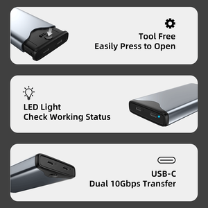 USB 3,1 Gen 2 10Gbps Dual Bay <span class=keywords><strong>SATA</strong></span> NVMe Case 4TB <span class=keywords><strong>SSD</strong></span> Type-C Recinto Aluminio PC Material Herramienta-Libre Uso externo HDD Recinto - Product Image 3