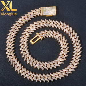 Fashion Men's Hiphop Rap Jewelry Chunky 15mm Alloy Two Rows <b>Iced</b> <b>Out</b> Crystal Thorns Gold Silver Cuban <b>Chain</b> Necklace Bracelets - Product Image 1