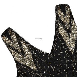 Gatsby thập niên 1920 lấy cảm hứng từ sequin rìa v-cổ không tay dài Gatsby ăn mặc cho phụ nữ nghệ thuật Deco bên trang phục - Product Image 4