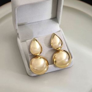 Trendy Geometric Oval Charm <b>Earrings</b> <b>Diamond</b> Alloy Water Drop Design Women's European American Cross-Border Micro Insert Mou - Product Image 4