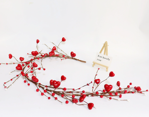 DAMAI Valentine's Day Red Heart Shaped Berry <b>Swags</b> Artificial Hanging Hearts Shaped Berry SwagsHeart Berries Twig Wreath - Product Image 2