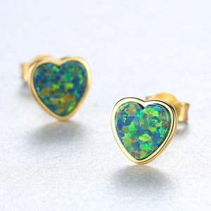 Minimalism Original Design S925 Sterling Silver Heart <b>Opal</b> Stud <b>Earring</b> Women's Everyday Wear Jewelry Gift - Product Image 5