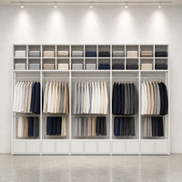 Système de dressing mural complet blanc personnalisé, montage facile, grille supérieure en cubes, double tringle de suspension, tiroirs inférieurs - Marque KED, usage commercial