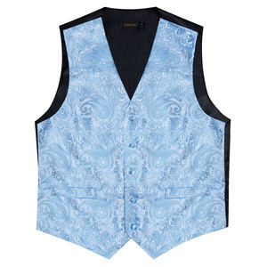 Gilet da Abito Formale da <span class=keywords><strong>Uomo</strong></span> con Papillon, Fazzoletto da Taschino e Gemelli, Blu Chiaro, <span class=keywords><strong>Nero</strong></span>, Rosso, Fantasia Paisley, Lusso, per Matrimonio, Ballo di Fine Anno, Smoking - Product Image 3