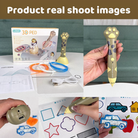 Set Pena 3D Cakar Kucing Kartun DIY Filamen Edukatif Kreatif Mainan Menggambar Pena Printer 3D untuk Anak-anak