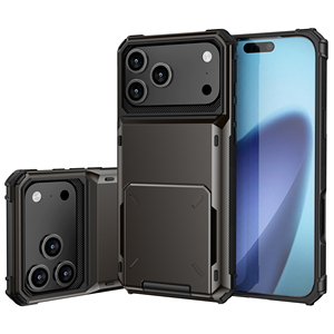 Funda de Lujo de Piel Sintética con Ranura Deslizable para Tarjetas y Soporte para <span class=keywords><strong>iPhone</strong></span> 17 <span class=keywords><strong>Pro</strong></span> Max 16 Plus 15 14 <span class=keywords><strong>13</strong></span> 12 - Product Image 1