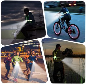 Lampe LED réglable et réfléchissante, équipement de cyclisme léger Rechargeable par USB, gilet de sécurité pour le <span class=keywords><strong>Jogging</strong></span> - Product Image 6