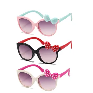 2023 뜨거운 패션 개인 키즈 Gafas 드 솔 사용자 정의 음영 로고 UV400 디자이너 대형 라운드 보우 어린이 선글라스