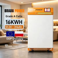 Batteries lithium-ion prismatiques 15 kWh 16 kWh 48 V 51,2 V 314 Ah en stock en Pologne pour systèmes de stockage d'énergie solaire domestique