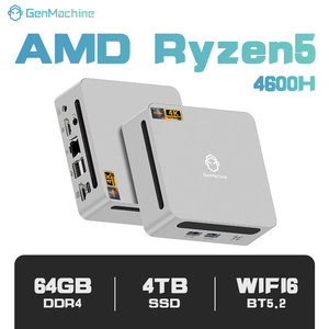 Mini-ordinateur de jeu GenMachine AMD Ryzen 5 4600H 6 cœurs DDR4 SSD Mini <span class=keywords><strong>PC</strong></span> Wifi 6 BT 5.2 Win11 3 <span class=keywords><strong>écran</strong></span>s 2HD 2USB3.0 Professionnel - Product Image 1