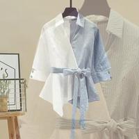 Ensemble Décontracté Tendance Femme Grande Taille : Chemise Patchwork et Jean Ample Deux Pièces