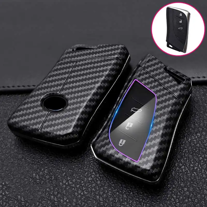 carbon fiber Car Key Case Cover Bag for lexus es lx ux 200 260 300 350 500 2018 2019 2020 2021 Remote Shell Accessories