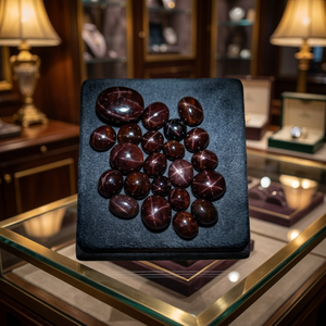 Pierre précieuse naturelle grenat étoilé, taille ovale, rouge foncé, minérale, polie, certifiée par un tiers, pour la fabrication de bijoux - Product Image 6