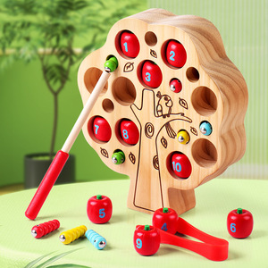Juego de Madera para Niños: Sujetador de Gusanos Magnético con Números y Colores, Juguete Educativo Temprano de Bloques de Construcción - Product Image 2