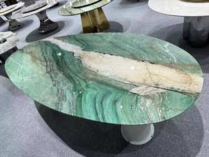 Mesa de comedor moderna hecha a mano de lujo Premium, superficie pulida de calcita de mármol Natural, resistente al agua para villas - Product Image 3