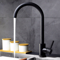 Robinet de cuisine moderne en acier inoxydable 304 brossé, à poignée unique, avec cartouche céramique, monotrou, pour eau chaude et froide, usage domestique