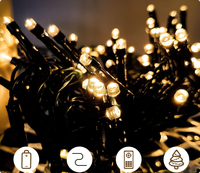 Guirlande lumineuse LED de Noël alimentée par piles 3AA, étanche, pour extérieur/intérieur, ligne verte encre, guirlande lumineuse décorative