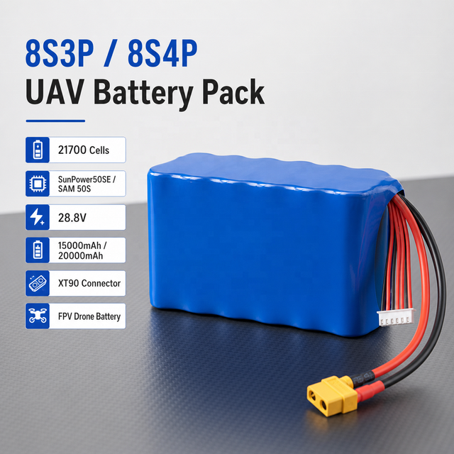 High Quality 8S3P 8S4P Battery Pack 21700 SunPower50SE SAM 50S 28.8V 15000mAh/20000mAh XT90 Connector UAV FPV Battery CE/RoHS