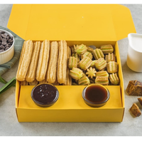 Emballage de cône en papier pour crêpes écologiques, boîte à beignets de churros de boulangerie gaufres à emporter avec insert de tasse à tremper
