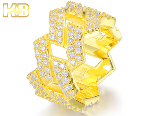 VVS Moissanite 다이아몬드 반지 925 실버 아이스 아웃 남자 힙합 보석 큰 크기 문 블링 반지 - Product Image 2