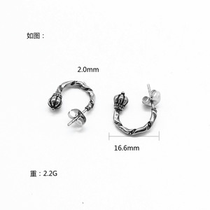 yunnique Crown Huggie Earrings Tibetan <b>Silver</b> Titanium Steel <b>Studs</b> For Boys And Girls Fashion Jewelry - Product Image 4