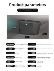 Inodoro Inteligente Geométrico Negro Mate con Asiento Calefactado, Lavado con Agua Caliente Instantánea y Operación sin Contacto, Diseño Único en Forma de Diamante K3 - Product Image 6