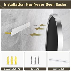 กระจกติดผนังทรงวงรี Brightify ขนาด 22x30 นิ้ว กรอบโลหะสีเงิน กระจกตกแต่งห้องน้ำสไตล์โมเดิร์น - Product Image 4