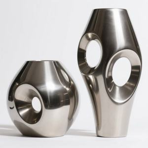 Ornements métalliques modernes de luxe sur mesure OEM d'usine, art abstrait, bureau, décoration intérieure unique et créative, finition miroir en acier rapide - Product Image 2