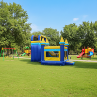 Château gonflable pour enfants avec toboggan aquatique et sec, structure de saut gonflable combinée en plastique 6x6m, garantie 1 an, usage commercial