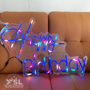 Enseigne néon personnalisée Joyeux Anniversaire, enseigne néon LED multicolore, télécommande, alimentation par prise, décoration pour fête et événement - Product Image 6