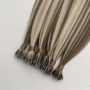 Raw Nano <b>Ring</b> Hair Wholesale 2025 Supplier Russian Nano <b>Ring</b> Hair Extensions 100 Virgin Human Hair Extension for Salon Blond - Product Image 3