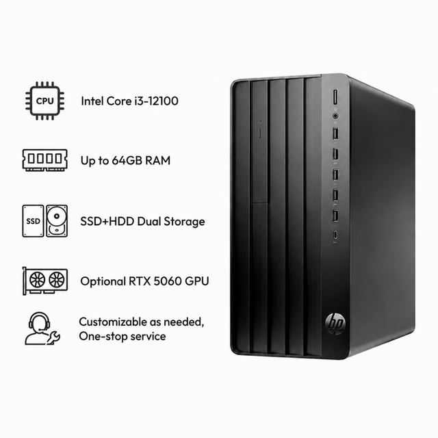 In Stock Wholesale HPe Pro 280 288 G9 Tower Computer Core I3-12100 8GB-32GB DDR5 RAM 256GB-1TB SSD Enterprise Office Desktop PC
