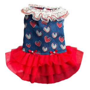 Jupe tutu en jean Weiwang à motif cœur, vêtements pour animaux de compagnie (chiens et chats) style princesse, printemps-été - Product Image 5