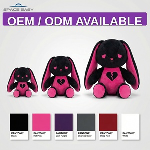 El Mejor Peluche de Conejo Gótico Negro y Rosa Personalizado Certificado, Animal de Peluche Oscuro y Adorable con Bordado de Corazón Roto, Fábrica OEM ODM - Product Image 2