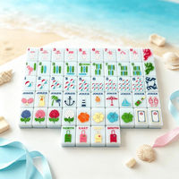 Tuiles de Mahjong Américaines Personnalisées de Luxe Thème Plage Tropicale, Flamingo Blanc, Voilier, Tuiles de Jeu en Acrylique Mono-couche, Vente en Gros