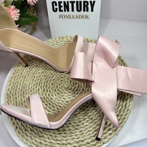 Escarpins à talon aiguille à bout ouvert avec grand nœud et bride à boucle, pour femme, mode, soirée, mariage - Product Image 6