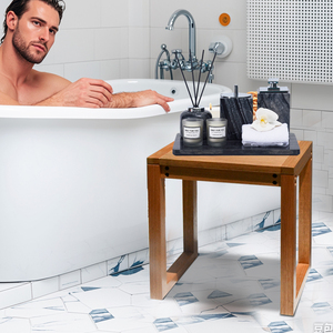 2024 vente chaude en bois salle de bain bambou tabouret siège de bain chaise d'extérieur petit banc pour intérieur chambre espaces de douche salon - Product Image 4