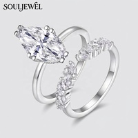 Bague en argent sterling S925 avec moissanite taille marquise, grande pierre centrale et accents multi-gemmes, empilable, bijoux de mariage