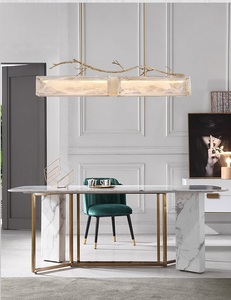 Lampadario Moderno di Lusso in Vetro Vintage, Lampada <span class=keywords><strong>a</strong></span> <span class=keywords><strong>Sospensione</strong></span> Rettangolare Decorativa <span class=keywords><strong>per</strong></span> Tavolo <span class=keywords><strong>da</strong></span> Pranzo, Interamente in Rame - Product Image 6
