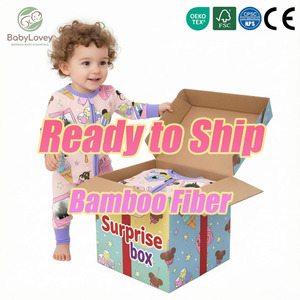Babylovey en Stock, Entrega Rápida, Mono para Bebés Recién Nacidos con Tela Suave de Bambú, Manga Larga, Cierre de Cremallera Bidireccional, Estampado de Dibujos Animados - Product Image 1