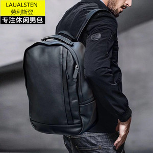 Laualsten Men's <b>Backpack</b> Black <b>Large</b> Capacity Business Travel Detachable Strap Solid Color Cowhide Summer 2025 - Product Image 3