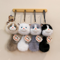 Dompet Koin Boneka Kucing Bulu Lembut 32cm, Dapat Dikustomisasi, Gantungan Tas Kepala Kucing Lucu, Liontin Ekor Panjang untuk Tas Tangan, Ransel, Kunci Mobil