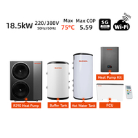Pompe à chaleur air-eau R290 haute efficacité écologique 18,5 kW pour chauffage/refroidissement, système d'eau chaude, réservoir tampon, unité de ventilation, extérieur
