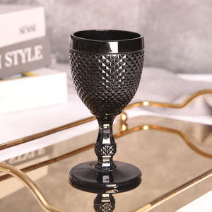 Pequeño MOQ hecho a máquina Textura clásica Vidrio <span class=keywords><strong>de</strong></span> 100ml con calcomanías <span class=keywords><strong>de</strong></span> borde dorado Soda Lime Black Sherry Color Colores personalizados Precio barato - Product Image 4